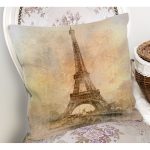 - Rh-K33-1 - Realhomes Eyfel Kulesi Tasarımlı Dijital Baskılı Dekoratif Yastık Kırlent Kılıfı Realhomes