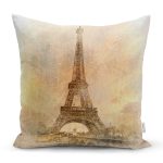 - Rh-K33 - Realhomes Eyfel Kulesi Tasarımlı Dijital Baskılı Dekoratif Yastık Kırlent Kılıfı Realhomes