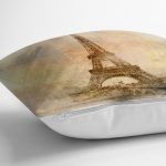 - Rh-K33-2 - Realhomes Eyfel Kulesi Tasarımlı Dijital Baskılı Dekoratif Yastık Kırlent Kılıfı Realhomes