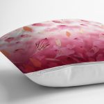Pembe Zeminde Uçuşan Yapraklar Dijital Baskılı Dekoratif Yastık Kırlent Kılıfı Realhomes