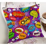 Mor Zeminli Pop Art Özel Tasarım Dijital Baskılı Modern Yastık Kırlent Kılıfı Realhomes