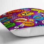 Mor Zeminli Pop Art Özel Tasarım Dijital Baskılı Modern Yastık Kırlent Kılıfı Realhomes