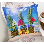Sahilde Ananaslar Özel Tasarım Dijital Baskılı Modern Yastık Kırlent Kılıfı Realhomes