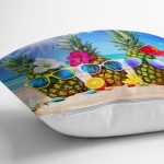 Sahilde Ananaslar Özel Tasarım Dijital Baskılı Modern Yastık Kırlent Kılıfı Realhomes