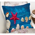 Mavi Zeminli Deniz Yıldızı Dijital Baskılı Modern Yastık Kırlent Kılıfı Realhomes