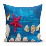 Mavi Zeminli Deniz Yıldızı Dijital Baskılı Modern Yastık Kırlent Kılıfı Realhomes