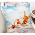 - Rh-K3420-1 - Realhomes Sahilde Deniz Yıldızları Özel Tasarım Dijital Baskılı Modern Yastık Kırlent Kılıfı Realhomes