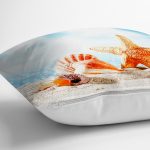 - Rh-K3420-2 - Realhomes Sahilde Deniz Yıldızları Özel Tasarım Dijital Baskılı Modern Yastık Kırlent Kılıfı Realhomes