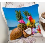 Sahilde Ananaslar Dijital Baskılı Modern Yastık Kırlent Kılıfı Realhomes