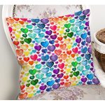 - Rh-K3423-1 - Realhomes Özel Tasarım Renkli Kalpler Dijital Baskılı Yastık Kırlent Kılıfı Realhomes