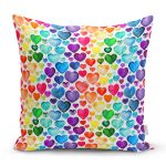 - Rh-K3423 - Realhomes Özel Tasarım Renkli Kalpler Dijital Baskılı Yastık Kırlent Kılıfı Realhomes