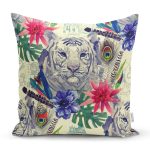 - Rh-K3424 - Realhomes Özel Tasarım Suluboya Amazon Desenli Dijital Baskılı Yastık Kırlent Kılıfı Realhomes