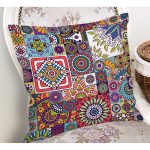 Realhomes Renkli Mozaik Desenli Dijital Baskılı Modern Yastık Kırlent Kılıfı Realhomes