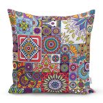 Realhomes Renkli Mozaik Desenli Dijital Baskılı Modern Yastık Kırlent Kılıfı Realhomes