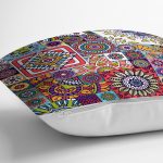 Realhomes Renkli Mozaik Desenli Dijital Baskılı Modern Yastık Kırlent Kılıfı Realhomes