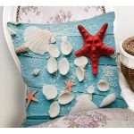 - Rh-K3427-1 - Realhomes Deniz Yıldızı Özel Tasarımlı Dijital Baskılı Yastık Kırlent Kılıfı Realhomes