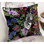 Siyah Zeminde Amazon Zebra Tasarımlı Dijital Baskılı Yastık Kırlent Kılıfı Realhomes