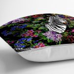 Siyah Zeminde Amazon Zebra Tasarımlı Dijital Baskılı Yastık Kırlent Kılıfı Realhomes