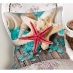 - Rh-K3434-1 - Realhomes Renkli Deniz Yıldızları Özel Tasarımlı Modern Yastık Kırlent Kılıfı Realhomes