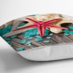 - Rh-K3434-2 - Realhomes Renkli Deniz Yıldızları Özel Tasarımlı Modern Yastık Kırlent Kılıfı Realhomes