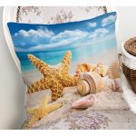 - Rh-K3436-1 - Realhomes Deniz Yıldızı Midyeler Özel Tasarımlı Modern Yastık Kırlent Kılıfı Realhomes