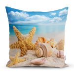 - Rh-K3436 - Realhomes Deniz Yıldızı Midyeler Özel Tasarımlı Modern Yastık Kırlent Kılıfı Realhomes