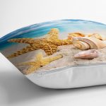 - Rh-K3436-2 - Realhomes Deniz Yıldızı Midyeler Özel Tasarımlı Modern Yastık Kırlent Kılıfı Realhomes