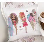 - Rh-K3438-1 - Realhomes Summer Fashion Çizimli Dijital Baskılı Modern Yastık Kırlent Kılıfı Realhomes