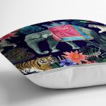 - Rh-K3441-2 - Realhomes  Amazon Etnik Fil Motifli Dijital Baskılı Modern Yastık Kırlent Kılıfı Realhomes