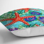 Deniz Canlıları Özel Tasarım Dijital Baskılı Modern Kumaş Yastık Kırlent Kılıfı Realhomes