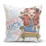 - Rh-K3445 - Realhomes Peace Love Fashion Temalı Dijital Baskılı Modern Yastık Kırlent Kılıfı Realhomes