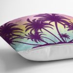 - Rh-K3448-2 - Realhomes Renkli Zeminde Palmiye Motifli Dijital Baskılı Modern Yastık Kırlent Kılıfı Realhomes