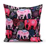 Rengarenk Fil Motifli Özel Seri Dijital Baskılı Modern Yastık Kırlent Kılıfı Realhomes