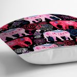 Rengarenk Fil Motifli Özel Seri Dijital Baskılı Modern Yastık Kırlent Kılıfı Realhomes