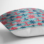 Pembe Mavi Denizci Motifli Dijital Baskılı Modern Yastık Kırlent Kılıfı Realhomes