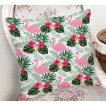 - Rh-K3453-1 - Realhomes Realhomes Flamingo Devetabanı Çizimli Özel Tasarım Dijital Baskılı Modern Yastık Kırlent Kılıfı Realhomes