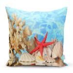 Kırmızı Deniz Yıldızı Özel Tasarımlı Dijital Baskılı Modern Yastık Kırlent Kılıfı Realhomes