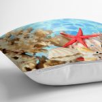 Kırmızı Deniz Yıldızı Özel Tasarımlı Dijital Baskılı Modern Yastık Kırlent Kılıfı Realhomes