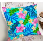 - Rh-K3456-1 - Realhomes Turkuaz Zeminde Deniz Yıldızları Dijital Baskılı Modern Yastık Kırlent Kılıfı Realhomes