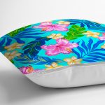 - Rh-K3456-2 - Realhomes Turkuaz Zeminde Deniz Yıldızları Dijital Baskılı Modern Yastık Kırlent Kılıfı Realhomes