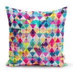Modern Renkli Üçgen Tasarımlı Dijital Baskılı Modern Yastık Kırlent Kılıfı Realhomes