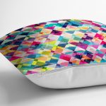 Modern Renkli Üçgen Tasarımlı Dijital Baskılı Modern Yastık Kırlent Kılıfı Realhomes