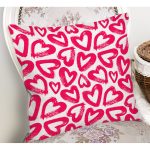 - Rh-K3467-1 - Realhomes Realhomes Modern Çizimli Kalpler Tasarımlı Dijital Baskılı Modern Yastık Kırlent Kılıfı Realhomes