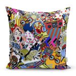 - Rh-K3469 - Realhomes Retro Pop Art Modern Tasarımlı Dijital Baskılı Modern Yastık Kırlent Kılıfı Realhomes