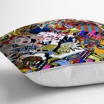 - Rh-K3469-2 - Realhomes Retro Pop Art Modern Tasarımlı Dijital Baskılı Modern Yastık Kırlent Kılıfı Realhomes