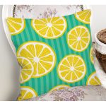 Yeşil Zeminde Limonlar Özel Tasarımlı Modern Yastık Kırlent Kılıfı Realhomes