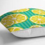 Yeşil Zeminde Limonlar Özel Tasarımlı Modern Yastık Kırlent Kılıfı Realhomes