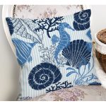Mavi Deniz Canlıları Temalı Dijital Baskılı Modern Yastık Kırlent Kılıfı Realhomes