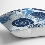 Mavi Deniz Canlıları Temalı Dijital Baskılı Modern Yastık Kırlent Kılıfı Realhomes