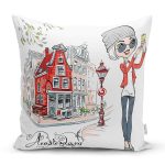 Amsterdam Temalı Özel Tasarım Dijital Baskılı Modern Yastık Kırlent Kılıfı Realhomes